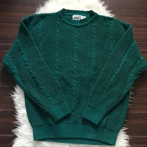 Vintage Teal Cable Knit Sweater XL